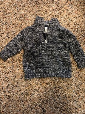Carter's Black & White Marled Half-Zip Sweater